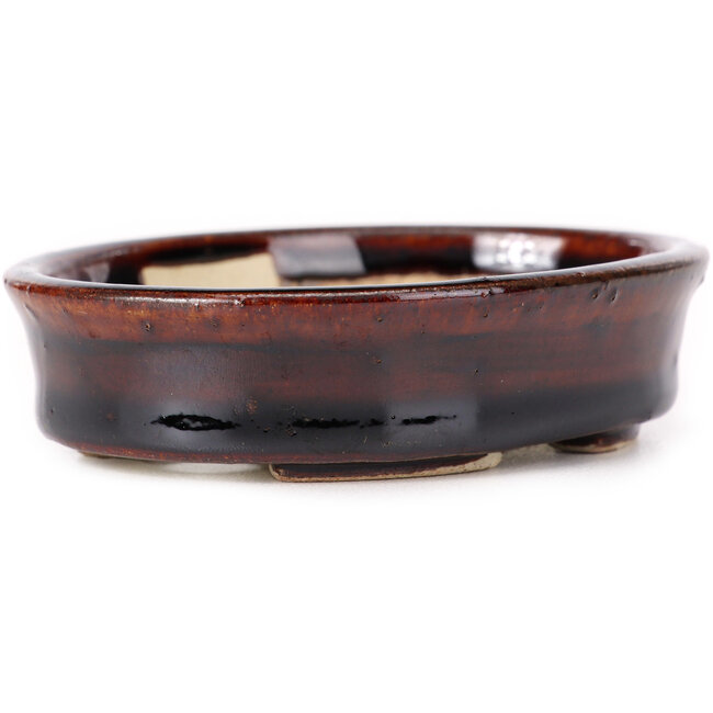 Ovale bruine bonsaipot van Seto - 105 x 85 x 25 mm