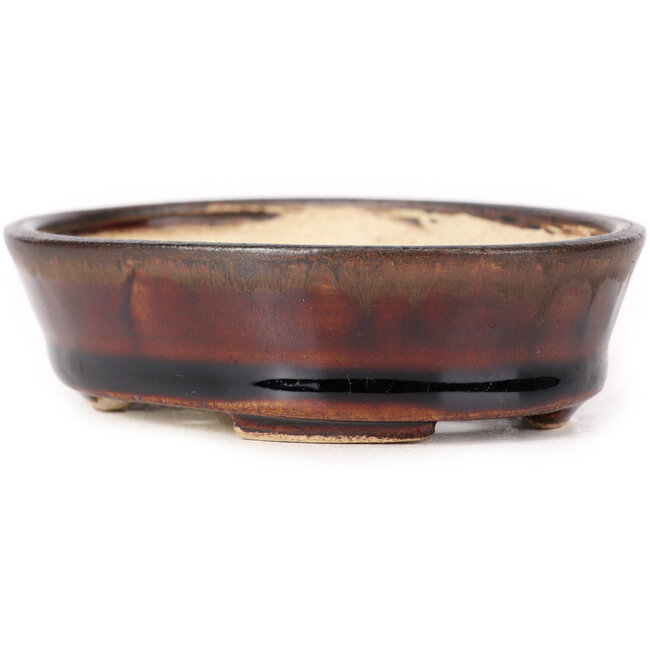 Ovale bruine bonsaipot van Seto - 95 x 80 x 25 mm