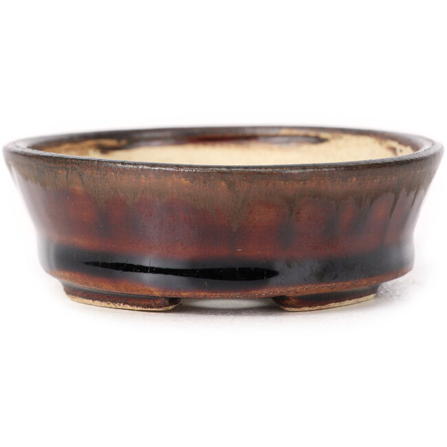 Pot à bonsaï ovale marron par Seto - 95 x 80 x 25 mm