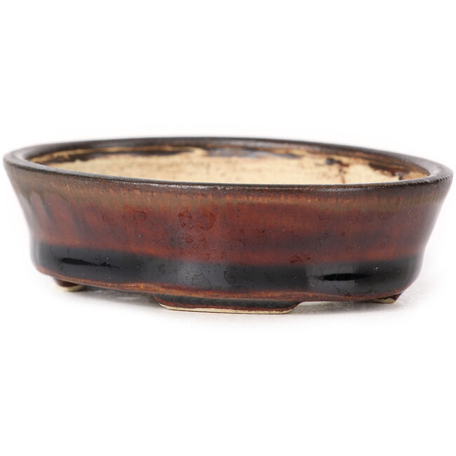 Maceta de bonsái marrón ovalada de Seto - 95 x 80 x 25 mm