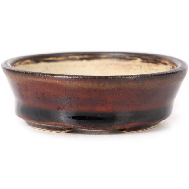 Ovale braune Bonsaischale von Seto - 95 x 80 x 25 mm