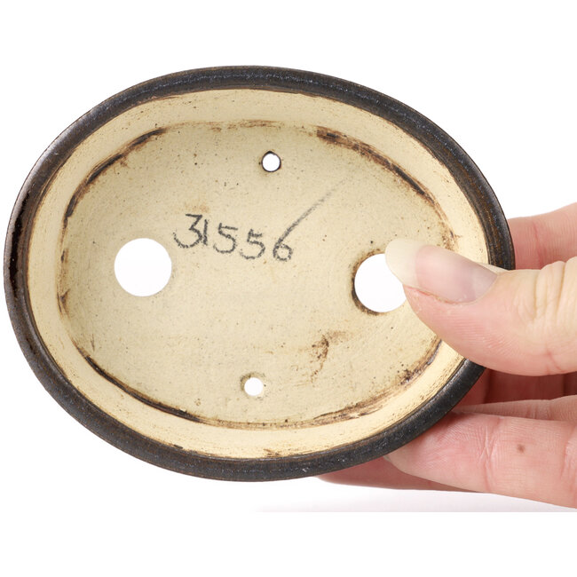 Ovale bruine bonsaipot van Seto - 95 x 80 x 25 mm