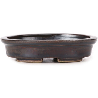 Seto 100 mm ovale braune Bonsaischale von Seto, Japan