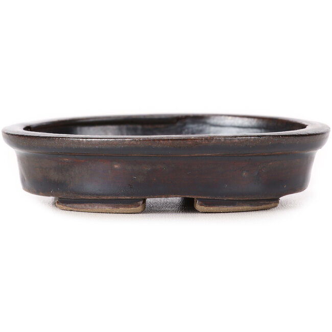 Oval brown bonsai pot by Seto - 100 x 90 x 25 mm