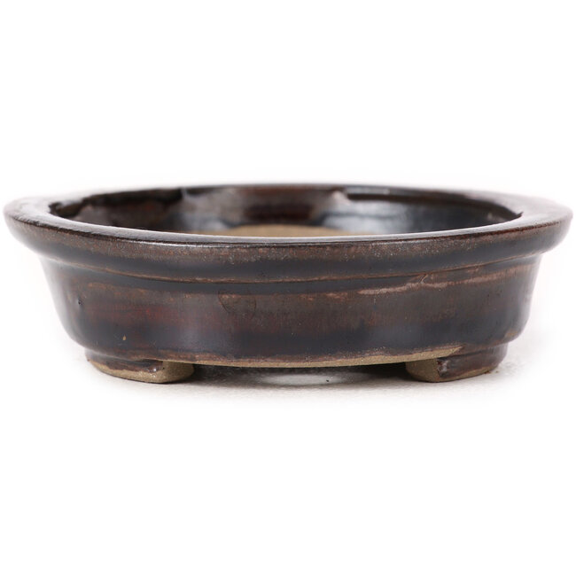 Vaso bonsai ovale marrone di Seto - 100 x 90 x 25 mm