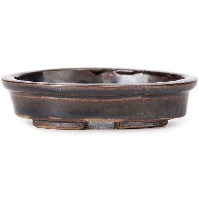 Pot à bonsaï ovale marron par Seto - 100 x 90 x 25 mm