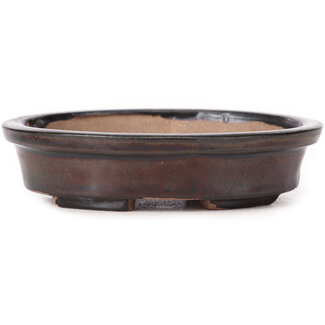 Seto 105 mm ovale braune Bonsaischale von Seto, Japan