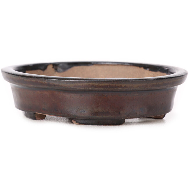 Ovale bruine bonsaipot van Seto - 105 x 90 x 25 mm