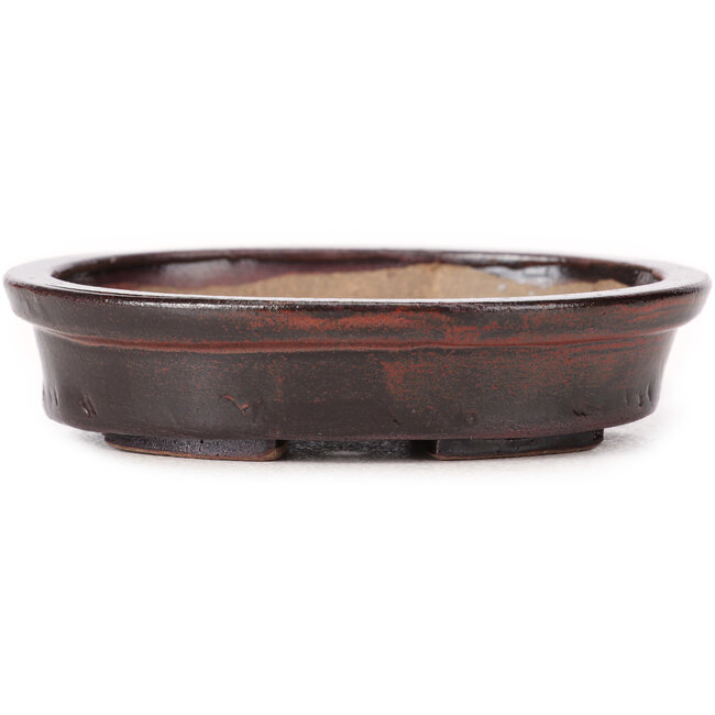 Oval brown bonsai pot by Seto - 105 x 90 x 25 mm