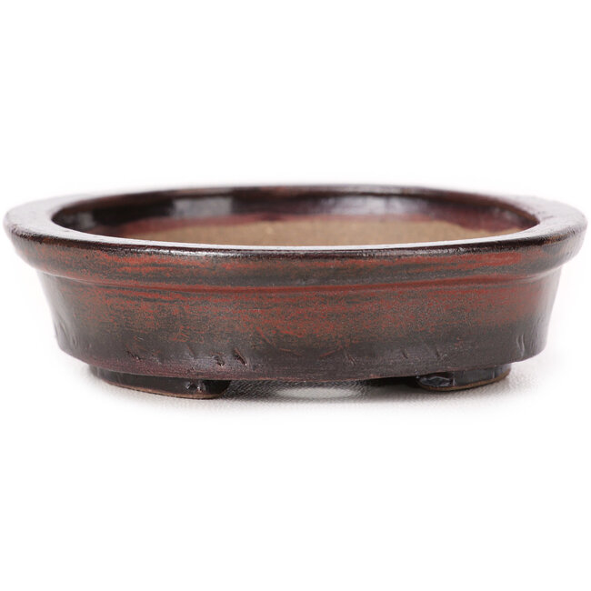 Ovale bruine bonsaipot van Seto - 105 x 90 x 25 mm