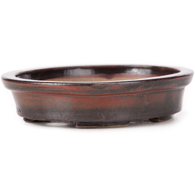 Pot à bonsaï ovale marron par Seto - 105 x 90 x 25 mm