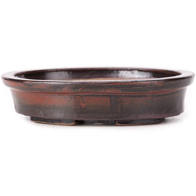Ovale bruine bonsaipot van Seto - 105 x 90 x 25 mm