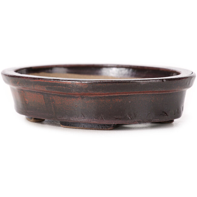 Ovale bruine bonsaipot van Seto - 105 x 90 x 25 mm