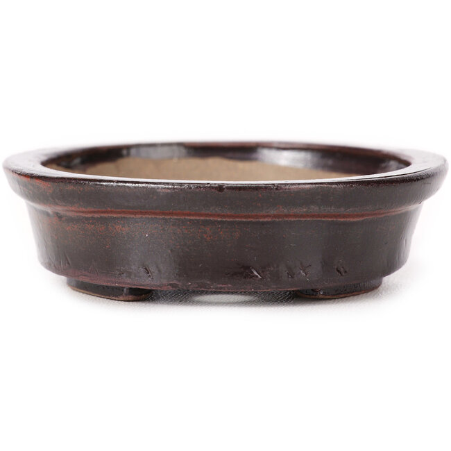 Vaso bonsai ovale marrone di Seto - 105 x 90 x 25 mm