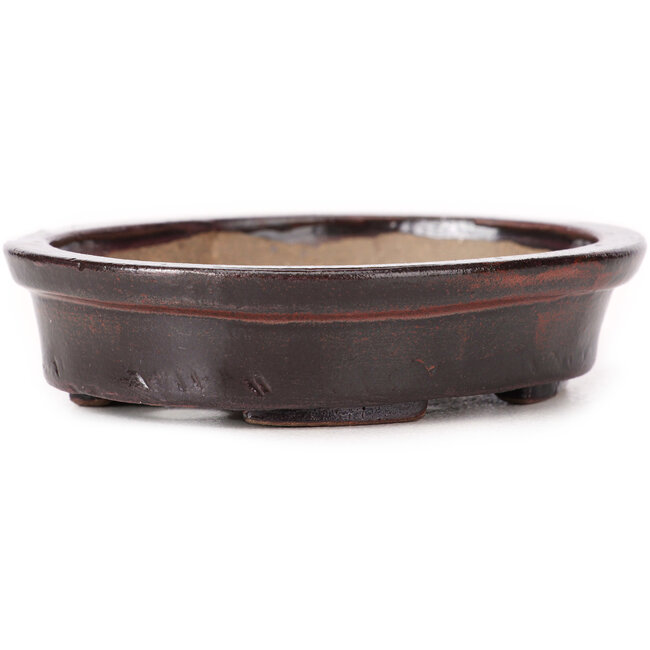 Oval brown bonsai pot by Seto - 105 x 90 x 25 mm