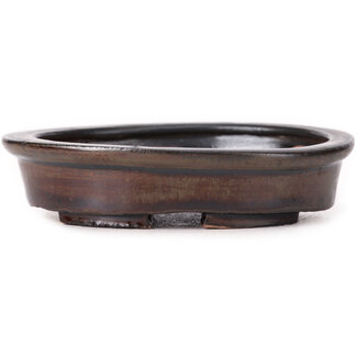 Seto 100 mm oval brown bonsai pot by Seto, Japan