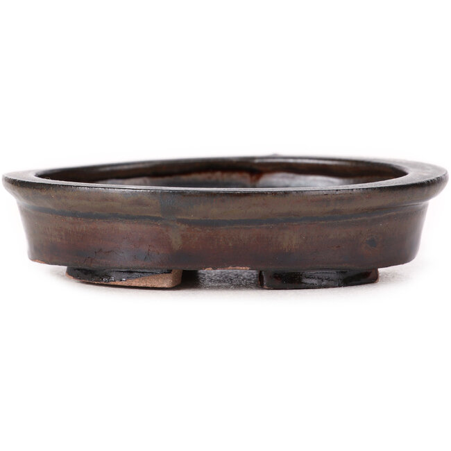 Ovale bruine bonsaipot van Seto - 100 x 85 x 25 mm