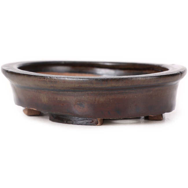 Vaso bonsai ovale marrone di Seto - 100 x 85 x 25 mm