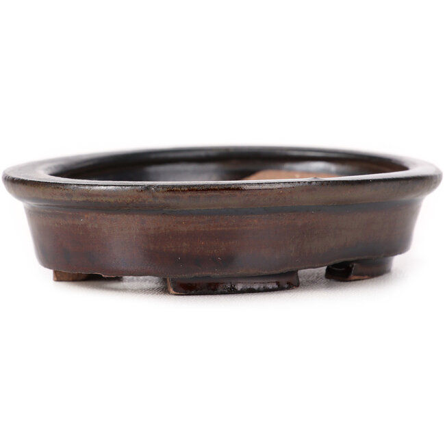 Ovale braune Bonsaischale von Seto - 100 x 85 x 25 mm
