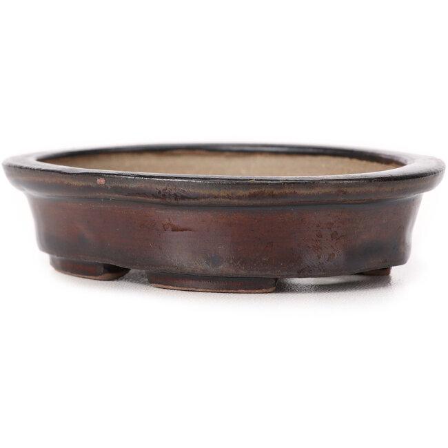 Ovale bruine bonsaipot van Seto - 105 x 85 x 25 mm