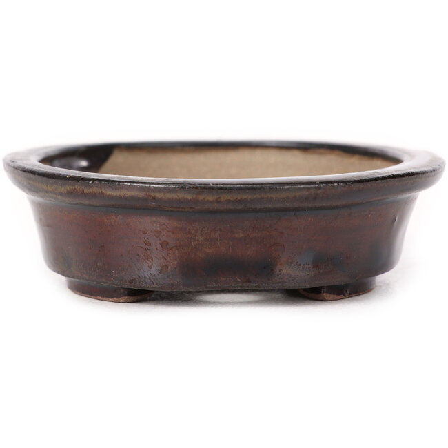 Ovale braune Bonsaischale von Seto - 105 x 85 x 25 mm