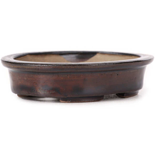 Ovale braune Bonsaischale von Seto - 105 x 85 x 25 mm