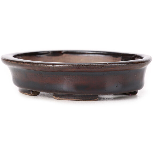 Pot à bonsaï ovale marron par Seto - 105 x 90 x 25 mm