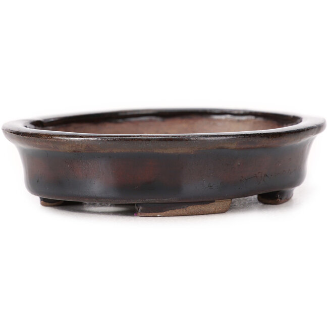 Ovale bruine bonsaipot van Seto - 105 x 90 x 25 mm