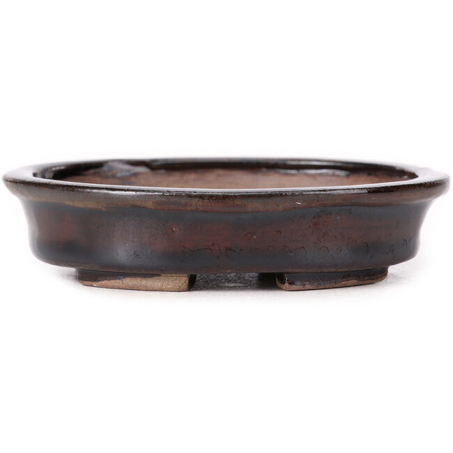 Ovale bruine bonsaipot van Seto - 105 x 90 x 25 mm