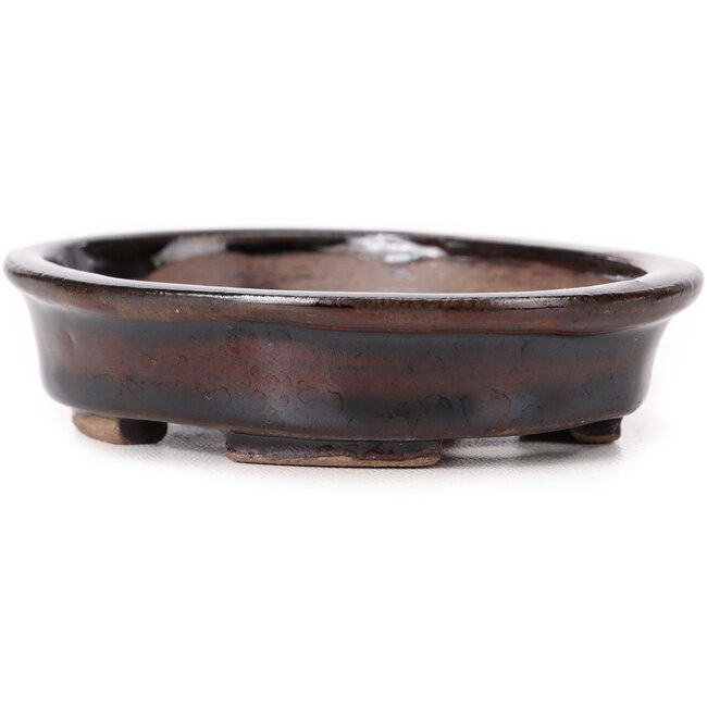 Ovale bruine bonsaipot van Seto - 105 x 90 x 25 mm
