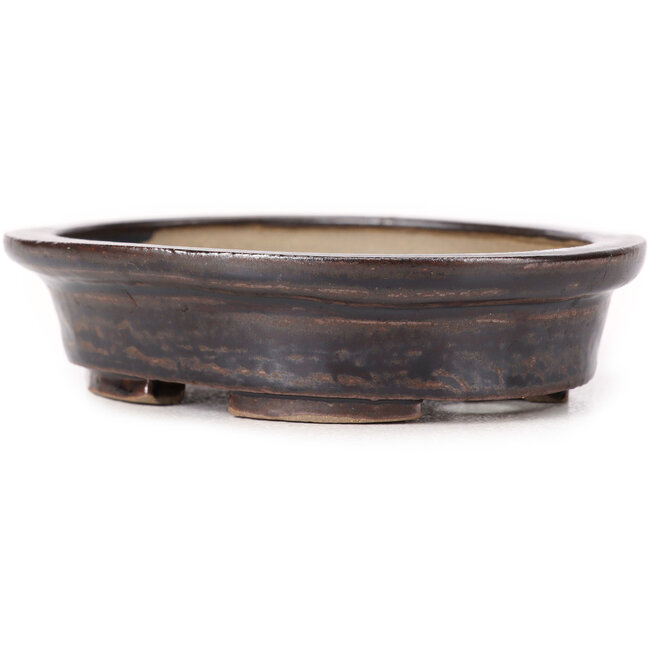 Ovale bruine bonsaipot van Seto - 105 x 90 x 25 mm