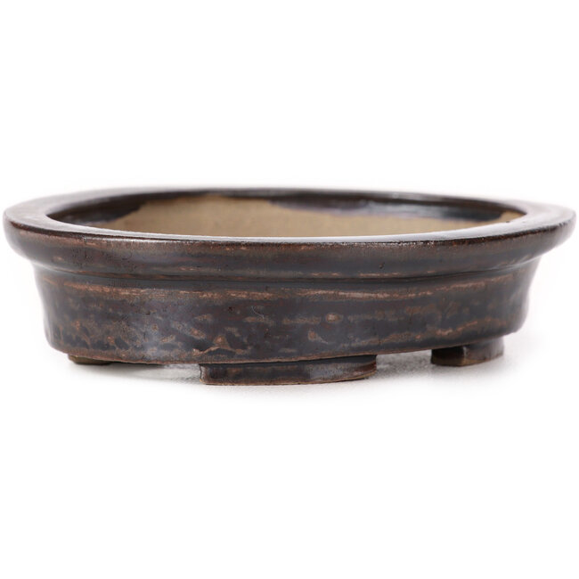 Pot à bonsaï ovale marron par Seto - 105 x 90 x 25 mm