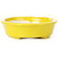 Pot à bonsaï ovale jaune par Seto - 110 x 95 x 25 mm