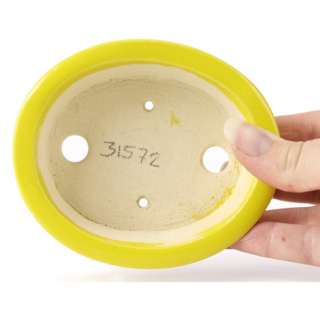 Ovale gelbe Bonsaischale von Seto - 110 x 95 x 35 mm
