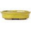 Pot à bonsaï ovale jaune par Seto - 105 x 85 x 25 mm
