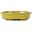 Pot à bonsaï ovale jaune par Seto - 100 x 85 x 25 mm