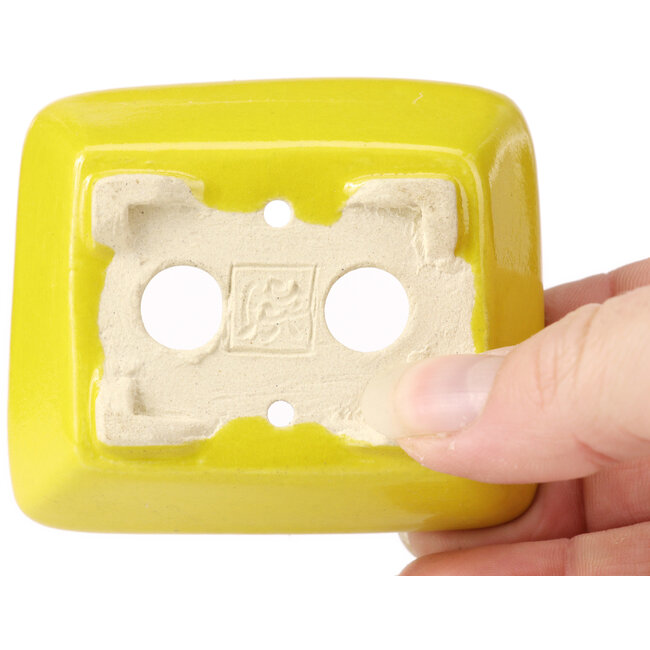 Maceta de bonsái amarilla rectangular de Seto - 70 x 60 x 25 mm