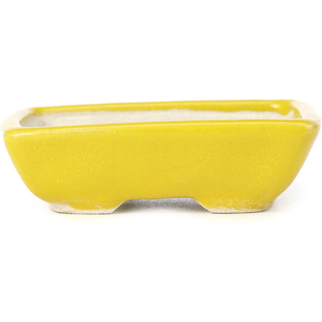 Rectangular yellow bonsai pot by Seto - 85 x 70 x 25 mm