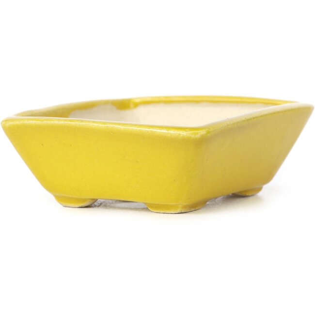 Maceta de bonsái amarilla rectangular de Seto - 75 x 65 x 25 mm