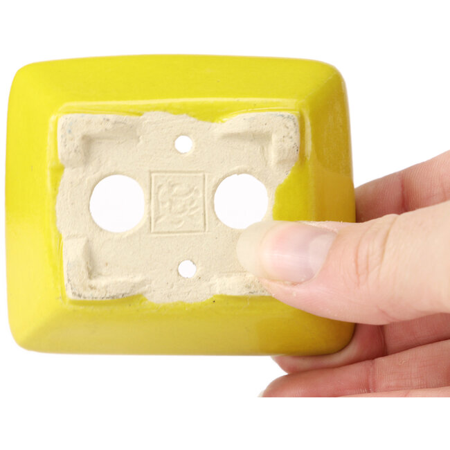 Pot à bonsaï rectangulaire jaune par Seto - 75 x 65 x 25 mm