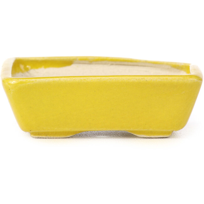 Vaso bonsai giallo rettangolare di Seto - 70 x 60 x 25 mm