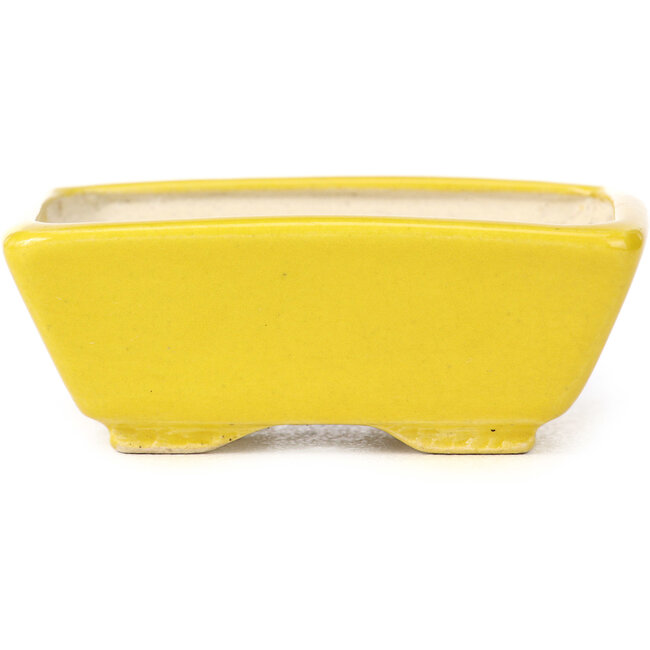Rectangular yellow bonsai pot by Seto - 80 x 65 x 30 mm
