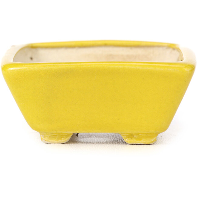 Rechthoekige gele bonsaipot van Seto - 80 x 65 x 30 mm