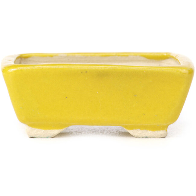 Pot à bonsaï rectangulaire jaune par Seto - 70 x 65 x 30 mm
