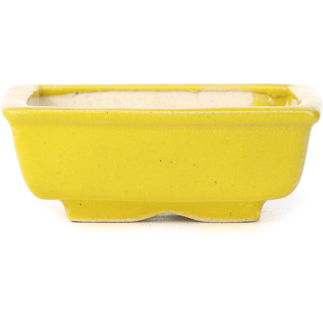 Pot à bonsaï rectangulaire jaune par Seto - 85 x 70 x 30 mm