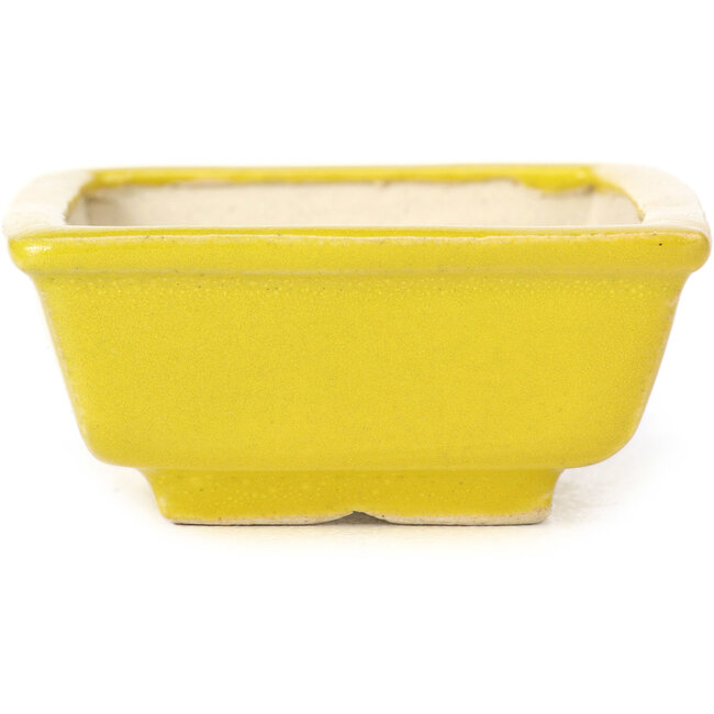 Rectangular yellow bonsai pot by Seto - 85 x 70 x 30 mm