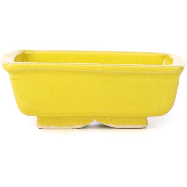 Rectangular yellow bonsai pot by Seto - 85 x 70 x 30 mm