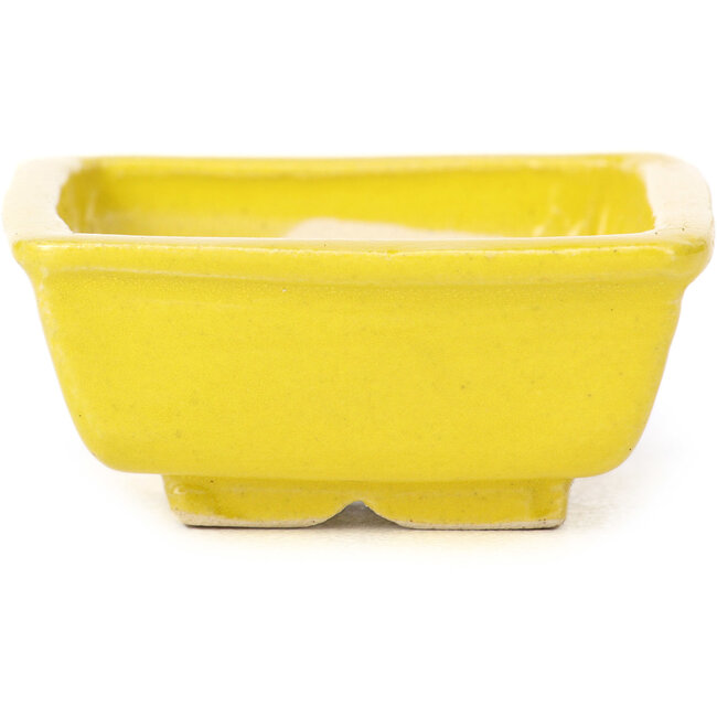 Vaso bonsai giallo rettangolare di Seto - 85 x 70 x 30 mm