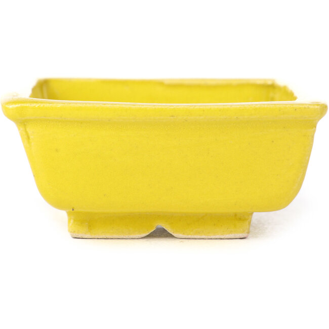 Rechthoekige gele bonsaipot van Seto - 85 x 70 x 30 mm