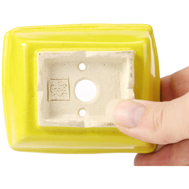 Rechthoekige gele bonsaipot van Seto - 85 x 70 x 30 mm